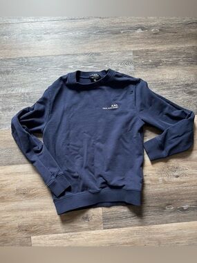 A.P.C. Navy Blue Minimalist Crewneck Sweatshirt